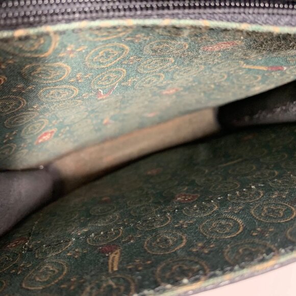 Vintage 80s Black Leather Top Handle Accordion Shoulder Bag Front Flap Clasp - Picture 10 of 11